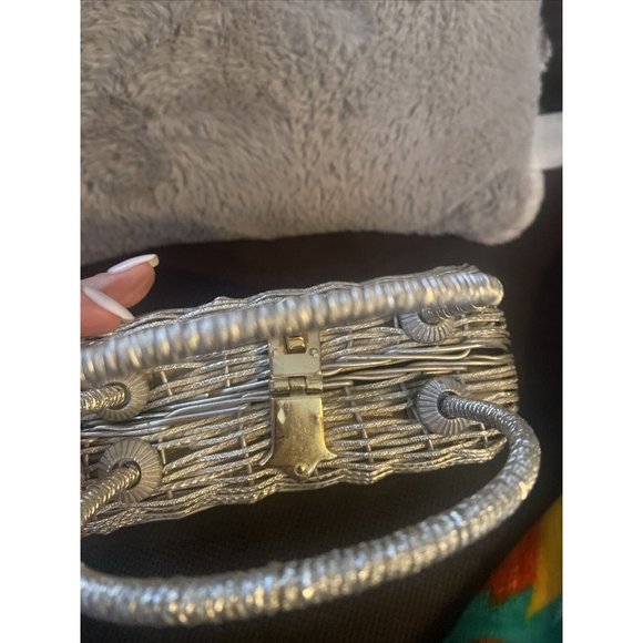 VINTAGE FORSUM MID-CENTURY 1960'S ERA WHITE BASKETWEAVE PURSE / HANDBAG‎ - Picture 4 of 11